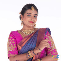 Bright Pink Silk Cloth Blouse with Proper full peacock Design