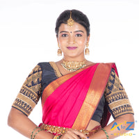 Navy Blue Silk Cloth Blouse with Kite Design