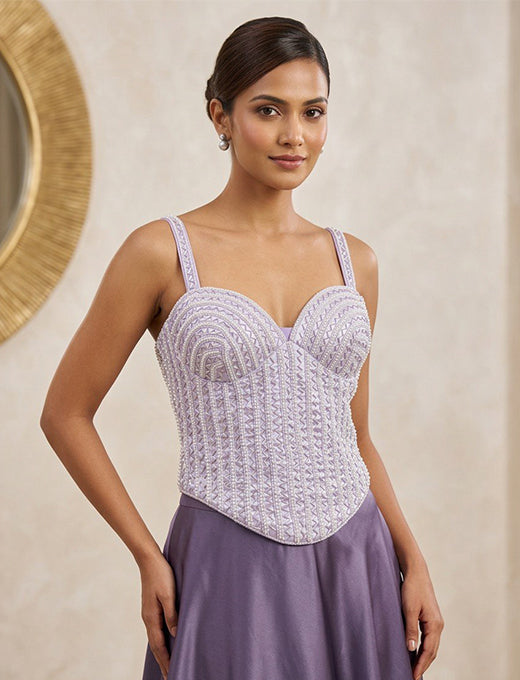 LTLavender Embellished Designer Corset Blouse