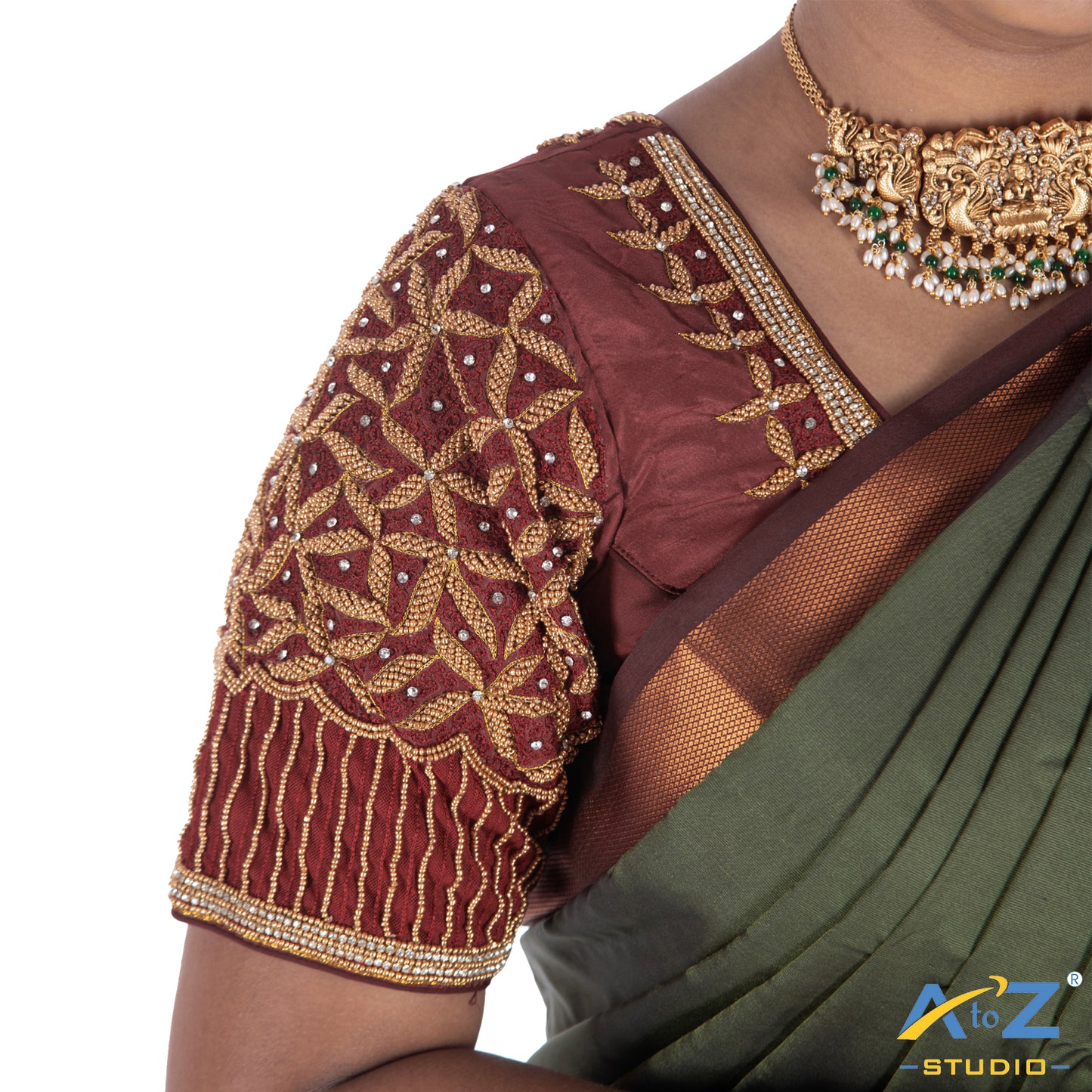 Maroon Silk Cloth Blouse with Star design Design