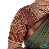 Maroon Silk Cloth Blouse with Star design Design