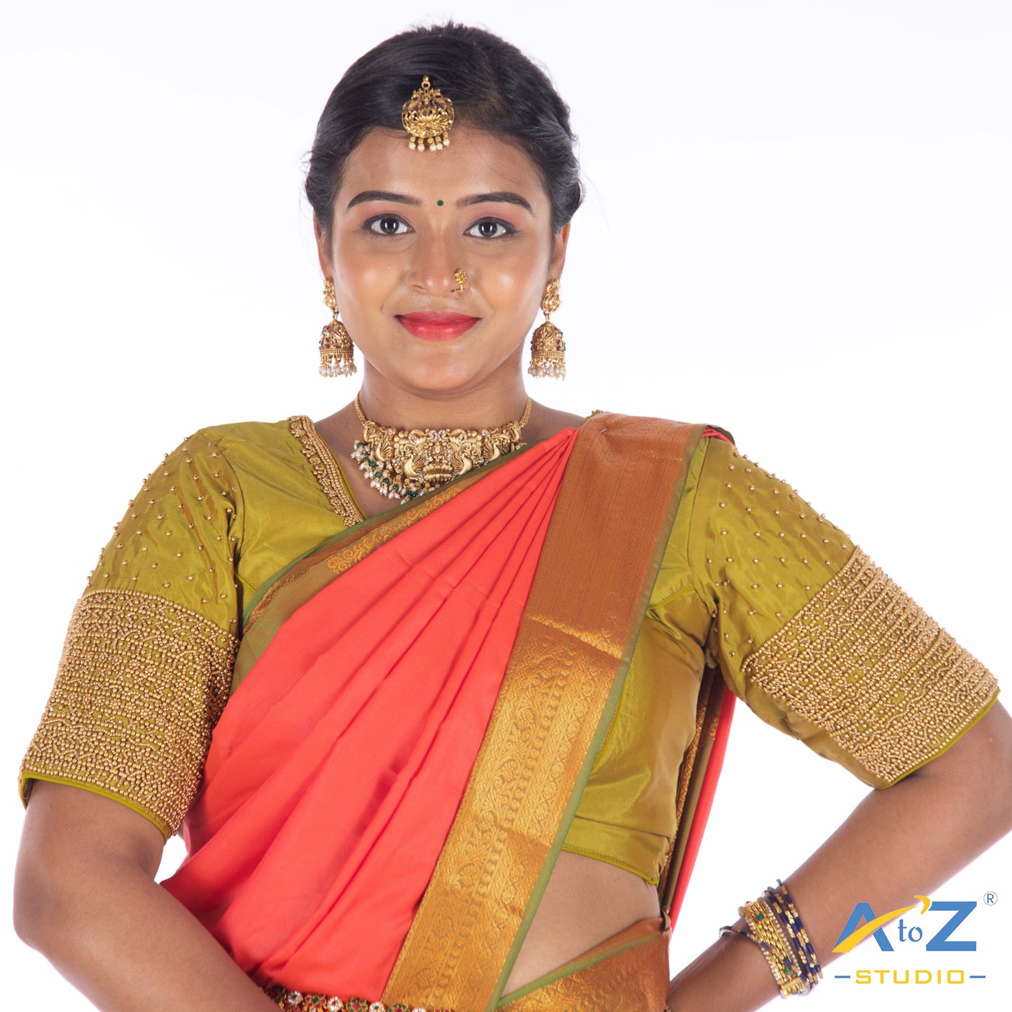 Pear Silk Cloth Blouse with Chain work design Design