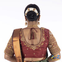 Maroon Silk Cloth Blouse with Rangoli design Design