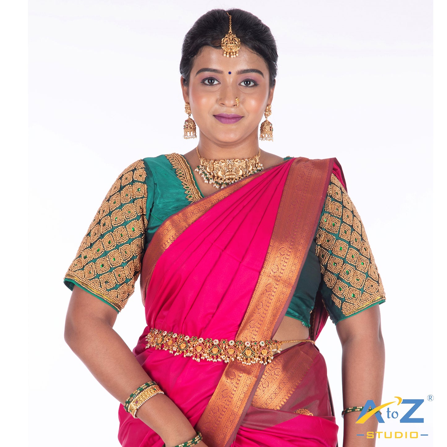 Rama Blue Silk Cloth Blouse with Kite of chain Design