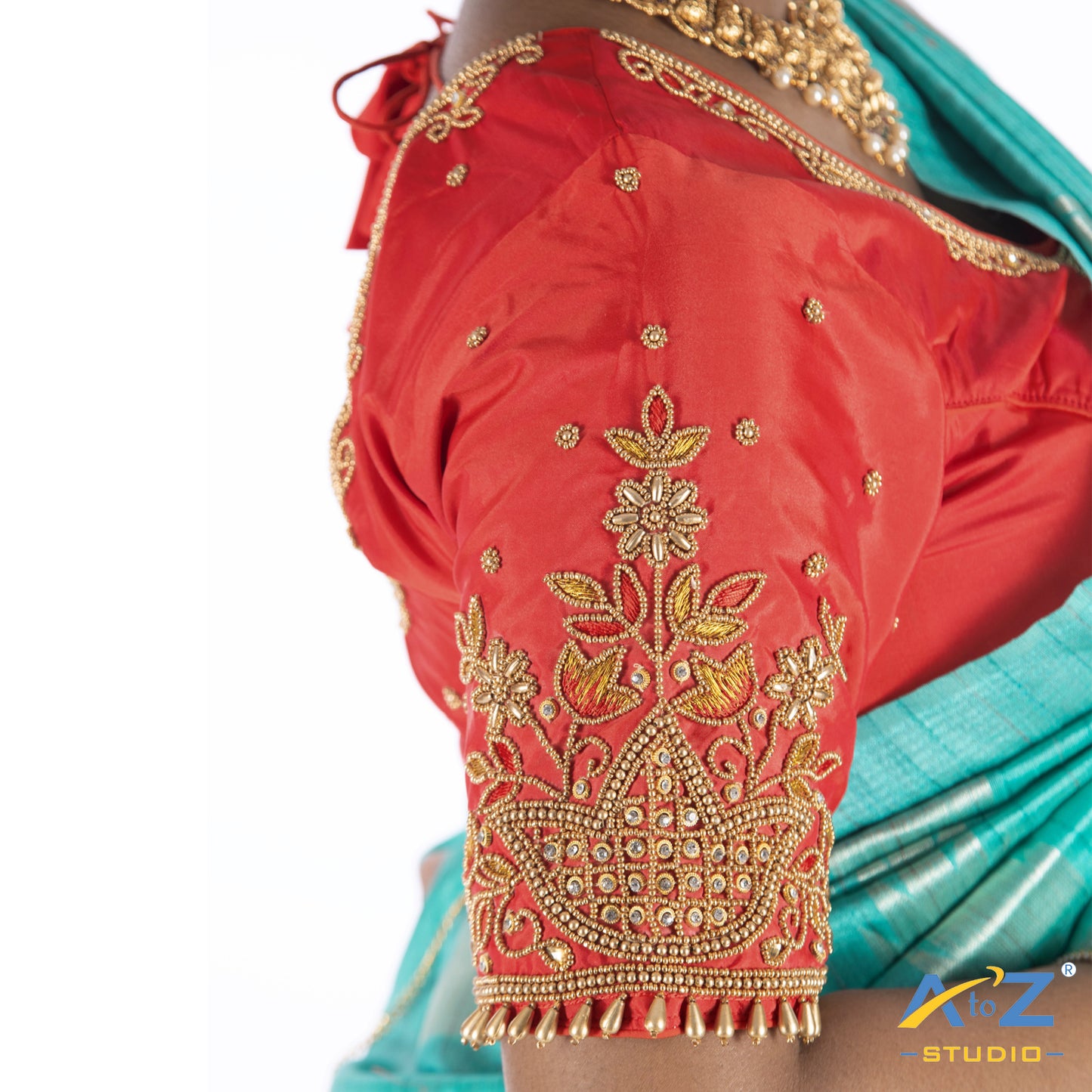 Light Red Silk Cloth Blouse with Deepa design Design