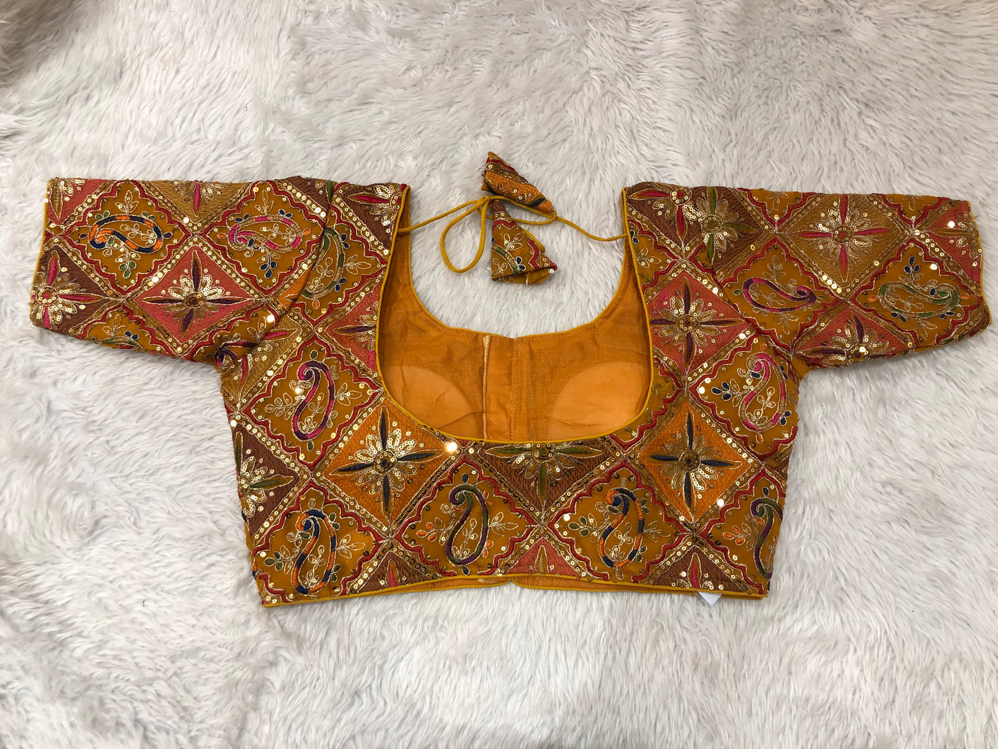Multicolor Threadwork & Sequin Patchwork Blouse