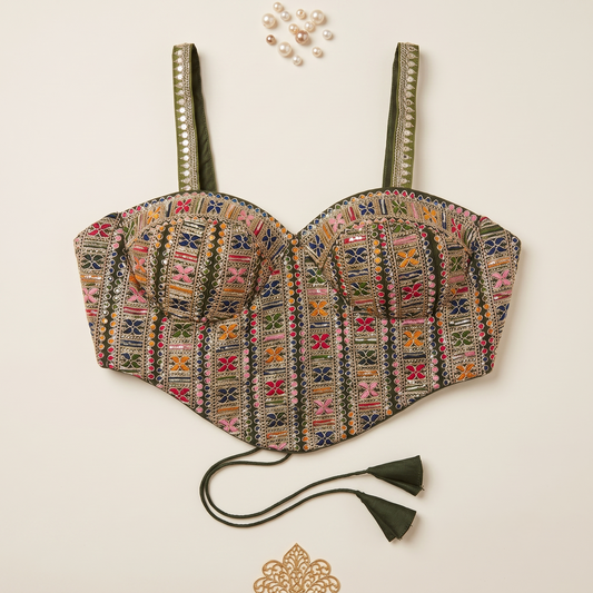 Mehendi Flare Vibrant Hand-Worked Blouse