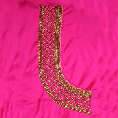 Luxury Rani Pink Wedding Blouse Fabric with Intricate Floral Work