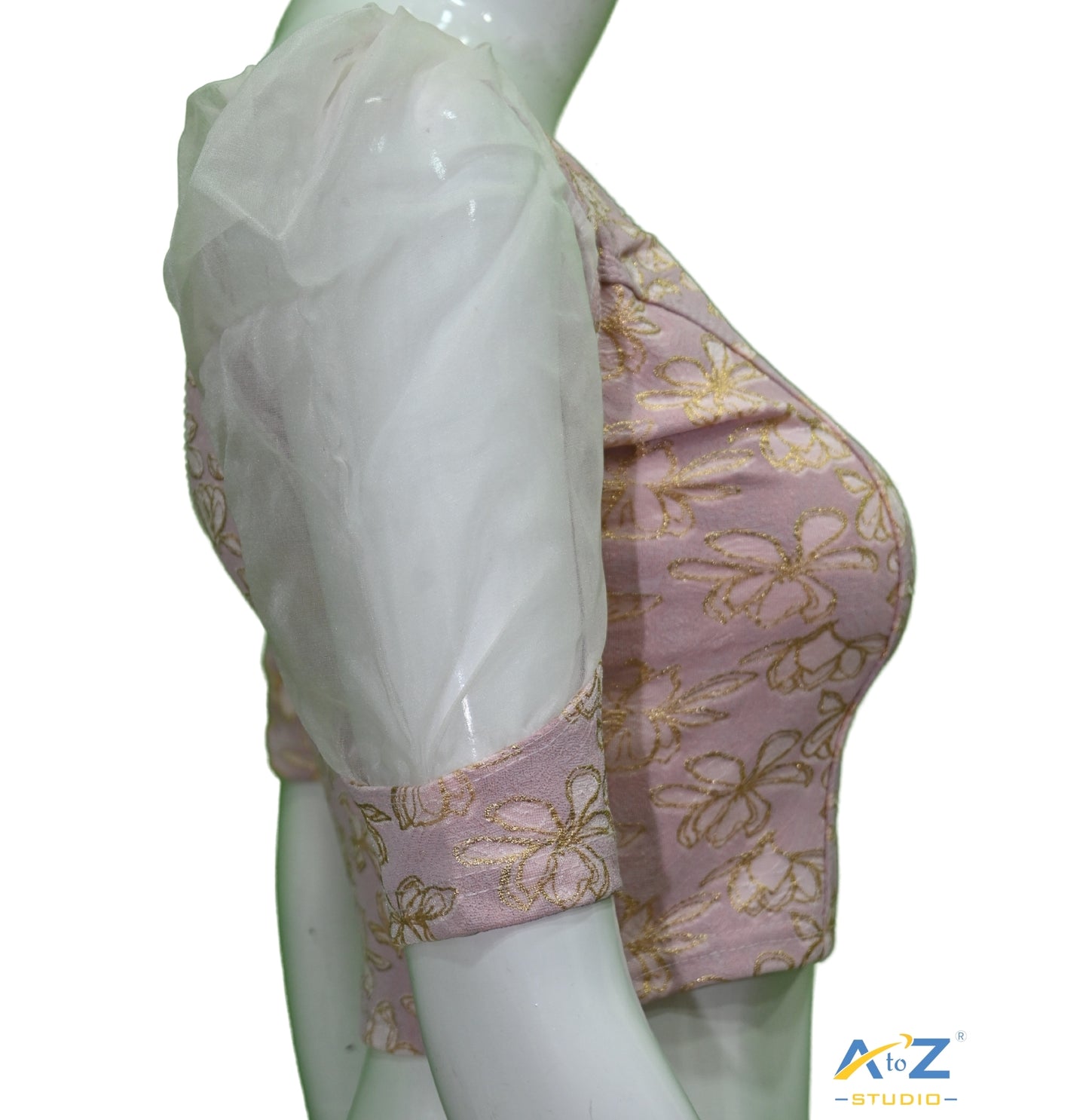 Rose Pink  Cotton Lycra Lotus Print Blouse