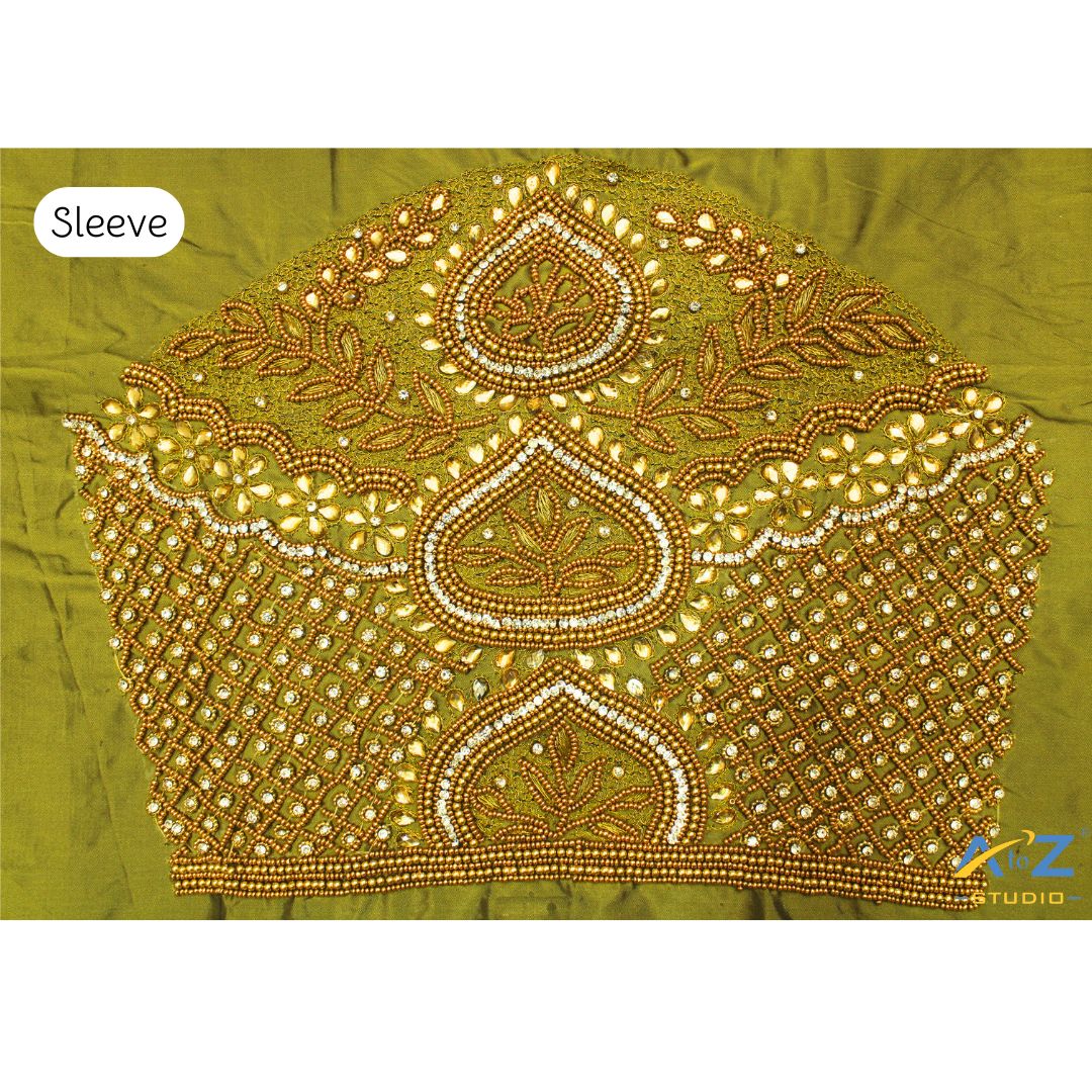 Dark Pear Silk Blouse Piece With Aari Work