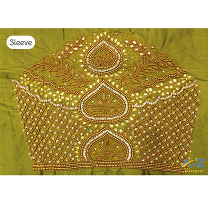 Dark Pear Silk Blouse Piece With Aari Work