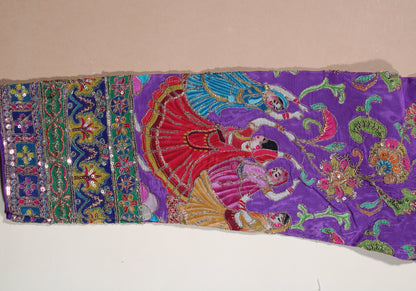 Purple Silk Blouse with Hand-Embroidered Dandiya Dancer Sleeves & Zardosi Work