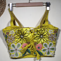 Sunshine Harvest Mixed-Media Floral Bustier