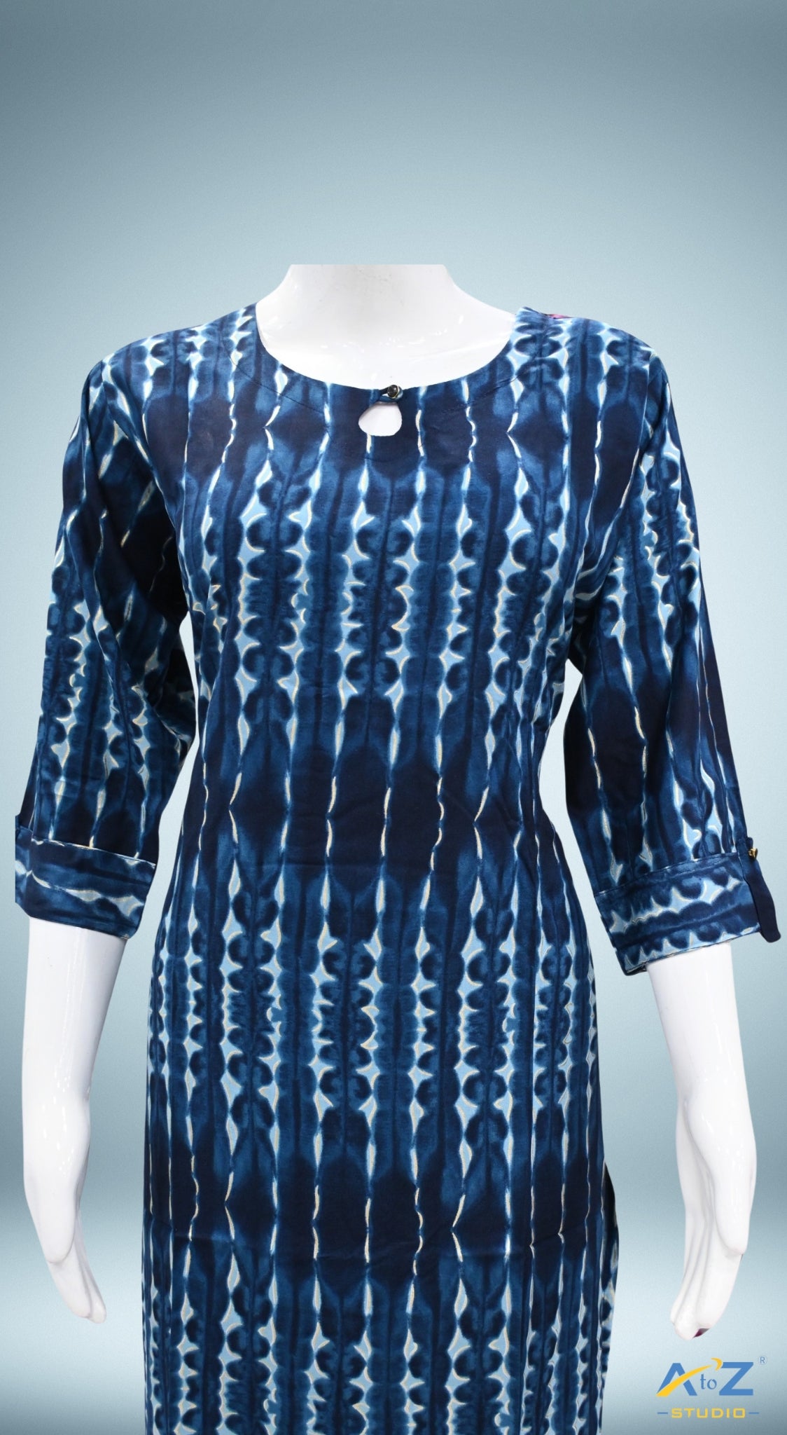 Graceful Navy Blue Kurti with Lightning Accent