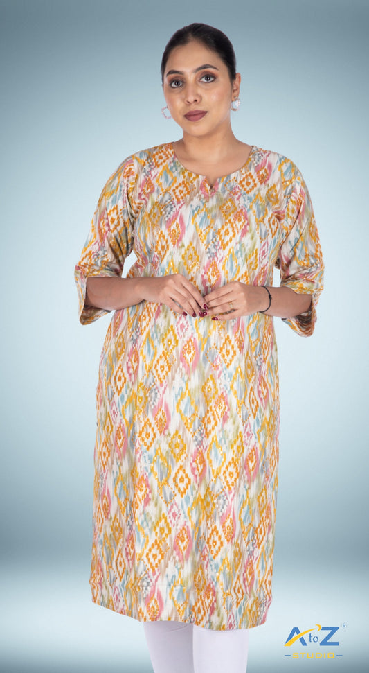 Multi-Yellow Bandhani Art Kurti