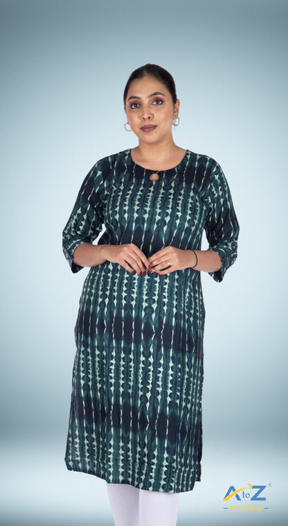 Graceful Dark Rama Kurti with Lightning Accent