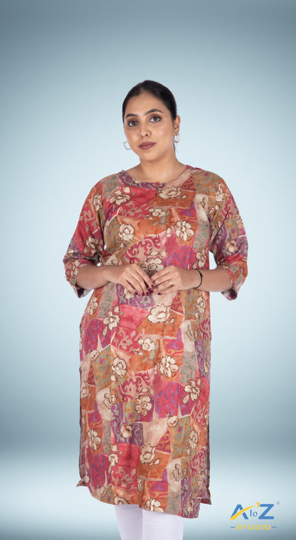 Chic Multicolor Floral Kurti with Sunflower Accents
