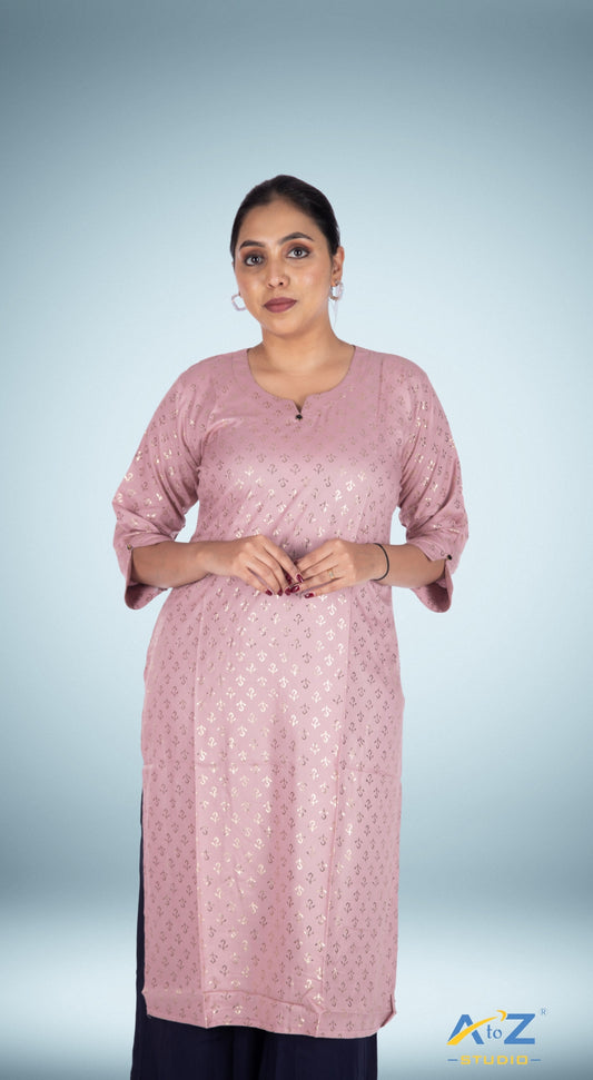 Peach Kurti with Golden Anchor Design