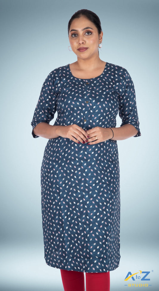 Rama Green Kurti with Quirky Playing Cards Pattern