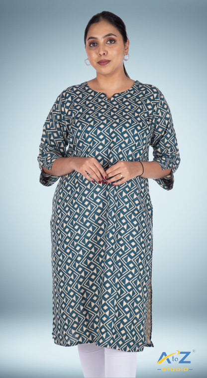 Dark Rama Kurti with Geometric Elegance