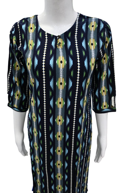 Contemporary Multi Black Kurti with Diamond and Triangle Prints