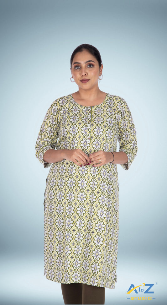 Soft Mehendi Kurti with Elegant, Minimalist Design