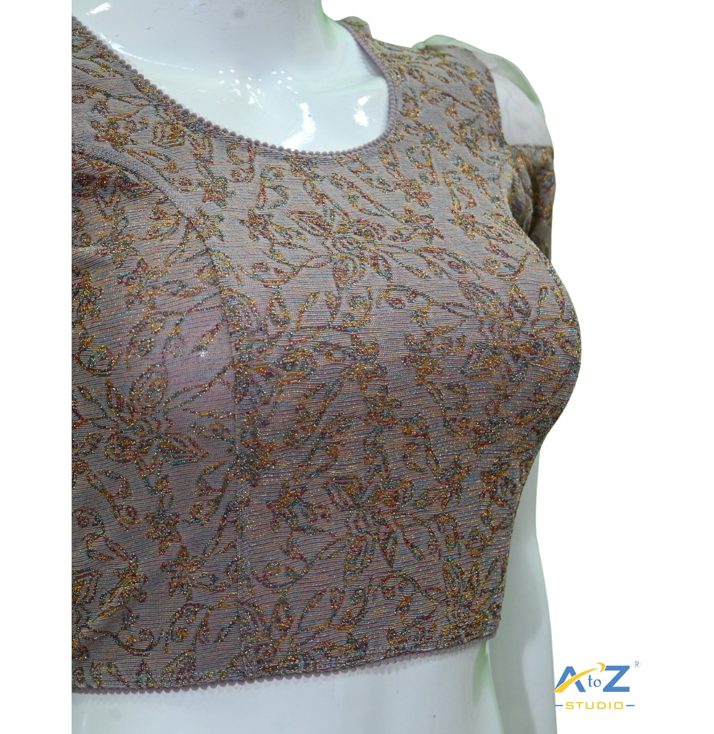 Lilac Metallic Lycra Metallic Jacquard Blouse