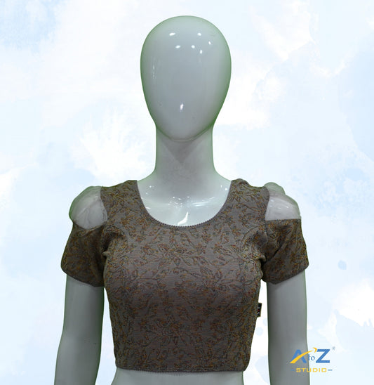 Lilac Metallic Lycra Metallic Jacquard Blouse