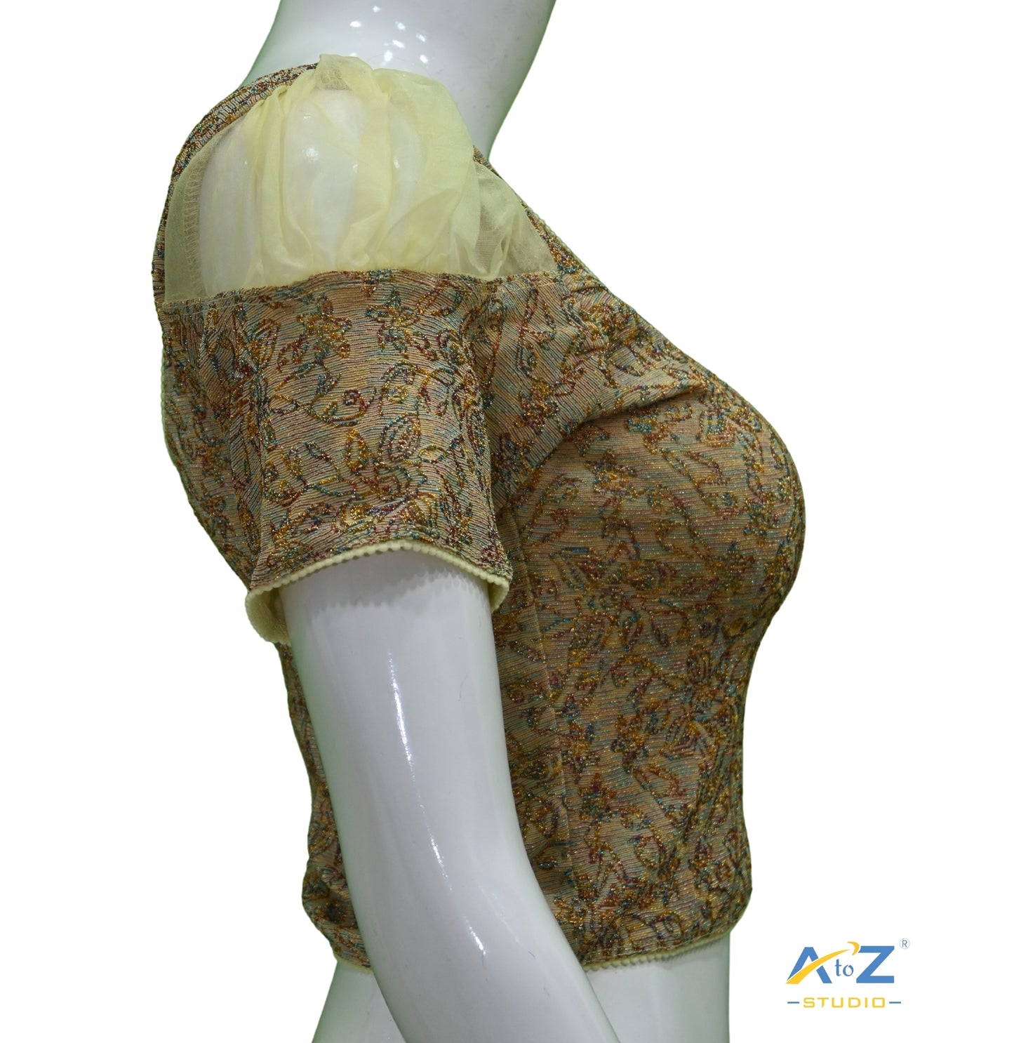 Lemon  Metallic Lycra Metallic Jacquard Blouse