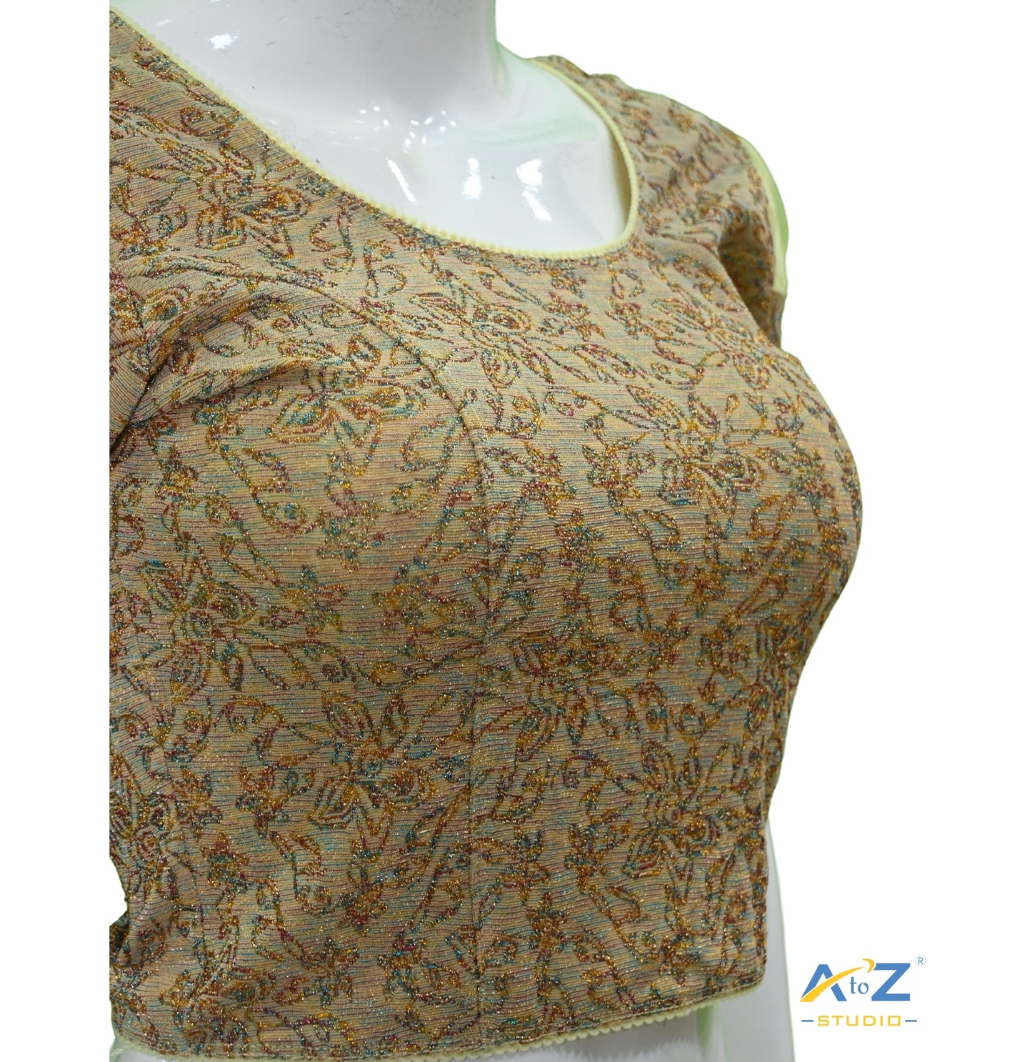 Lemon  Metallic Lycra Metallic Jacquard Blouse