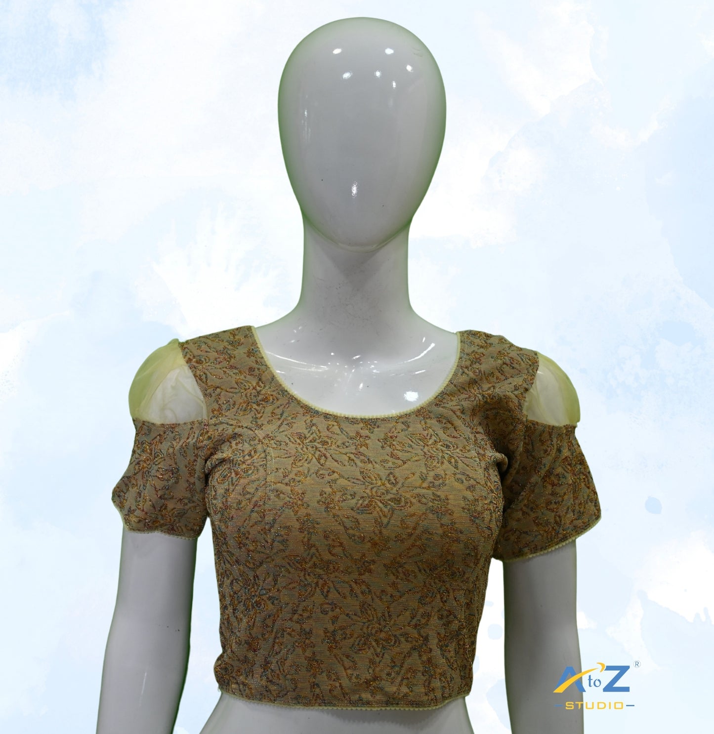 Lemon  Metallic Lycra Metallic Jacquard Blouse