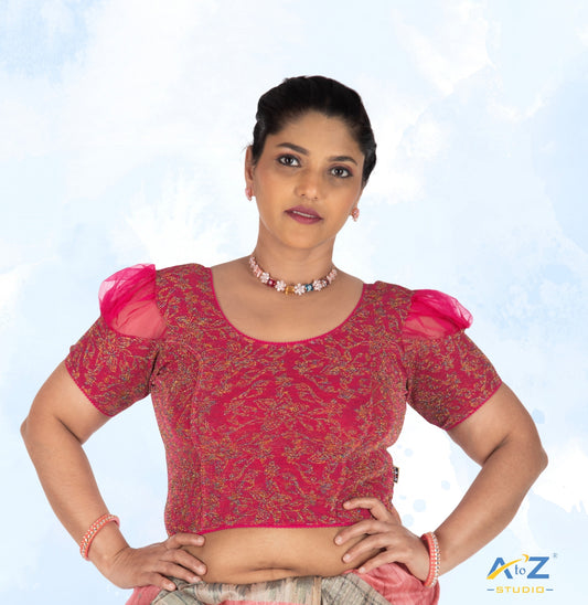 Rani  Metallic Lycra Metallic Jacquard Blouse