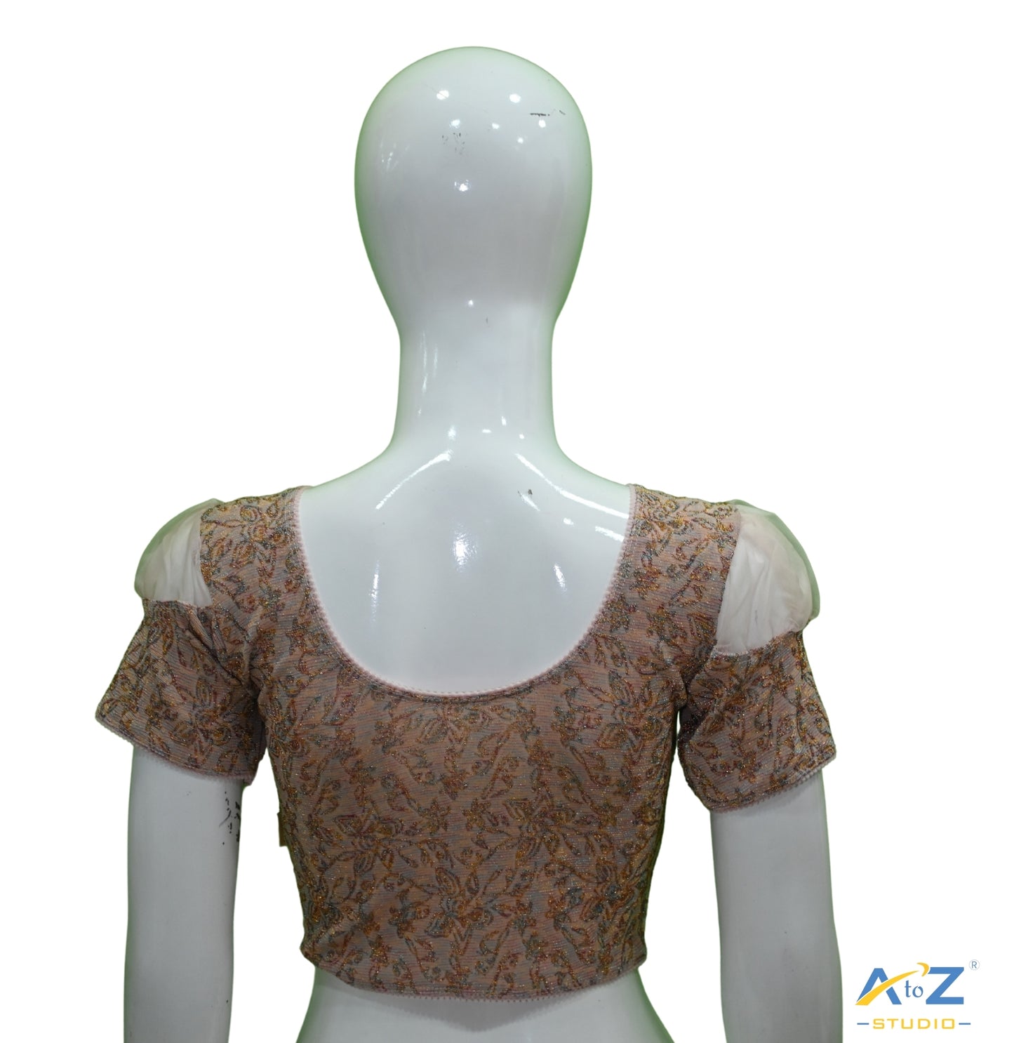 Rose Pink  Metallic Lycra Metallic Jacquard Blouse