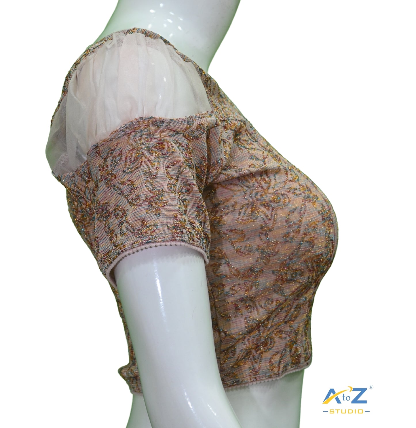 Rose Pink  Metallic Lycra Metallic Jacquard Blouse