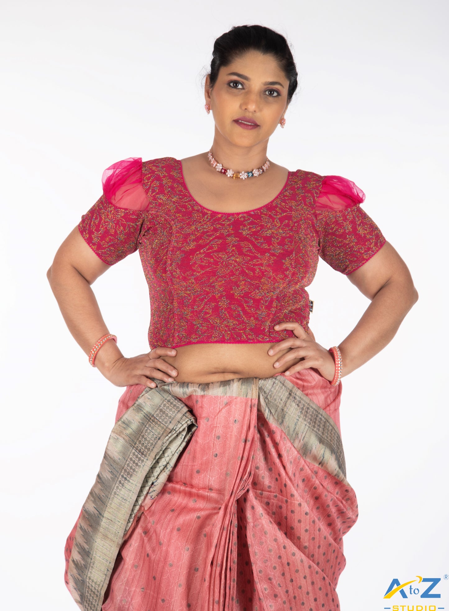 Rani  Metallic Lycra Metallic Jacquard Blouse