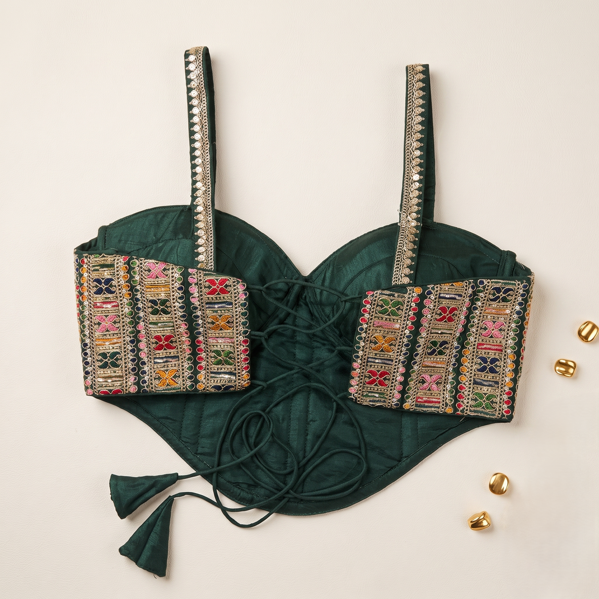 Kaleidoscope Hand-Embellished Corset Blouse