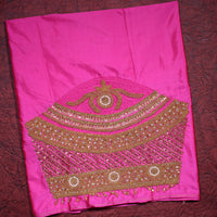Royal Pink Silk Designer Blouse with Pearl, Crystal Hand Embroidery