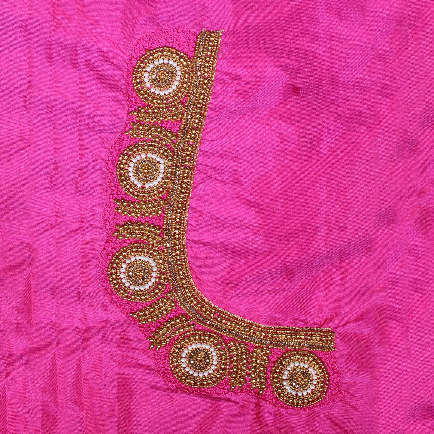 Royal Pink Silk Designer Blouse with Pearl, Crystal Hand Embroidery