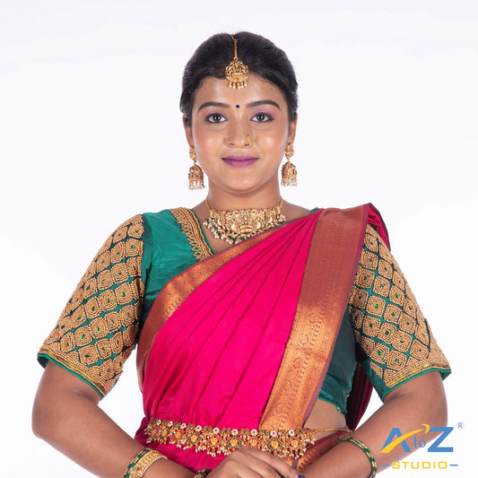 Rama Blue Silk Cloth Blouse with Kite of chain Design