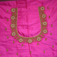 Royal Pink Silk Designer Blouse with Pearl, Crystal Hand Embroidery
