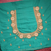Emerald Green Heavy Handwork Silk Blouse with Pearl, Stone