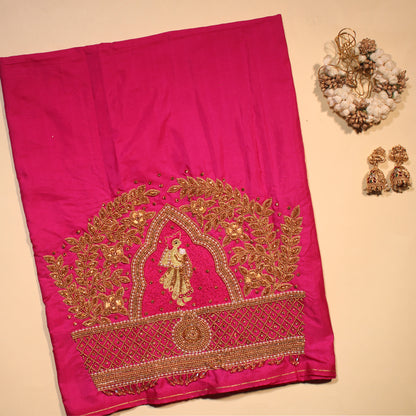 Rani Pink Royal Baraat Handwork Silk Blouse