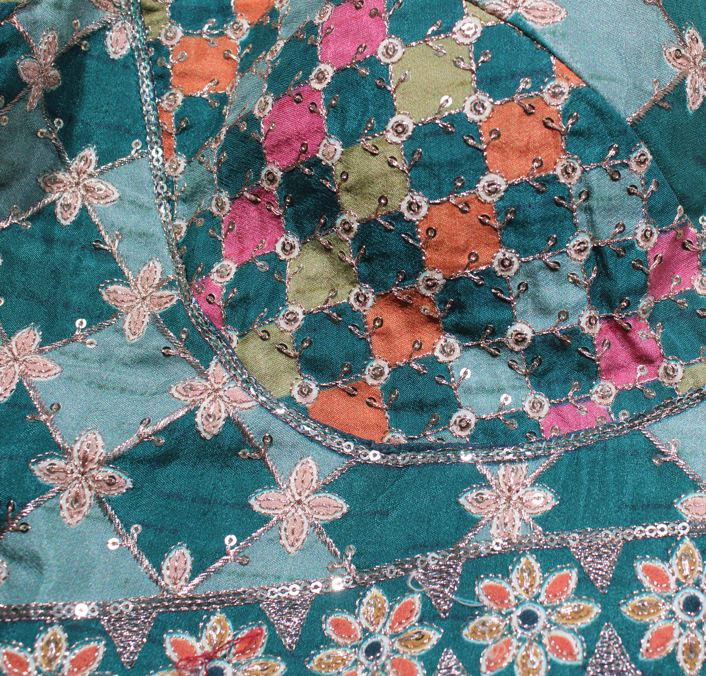 Rama Patchwork Embroidered Blouse with Floral Border