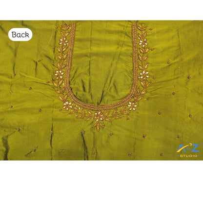 Dark Pear Silk Blouse Piece With Aari Work