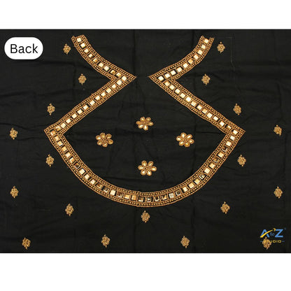 Black Silk Blouse Piece With Aari Work