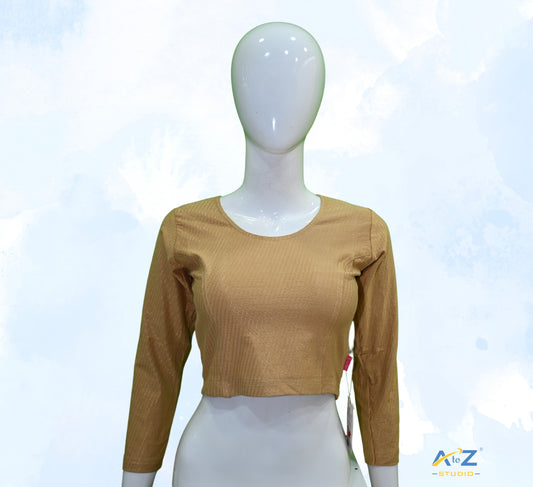 Chiku Cotton Lycra Blouse with Shiny Cross Lines