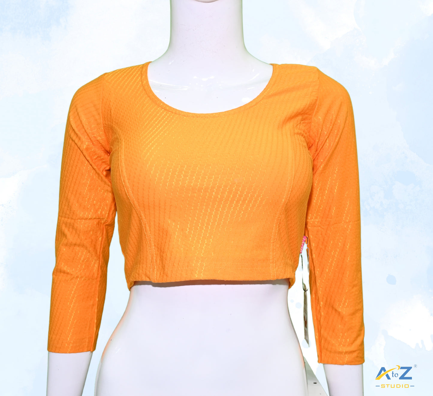 Mango Cotton Lycra Blouse with Shiny Cross Lines