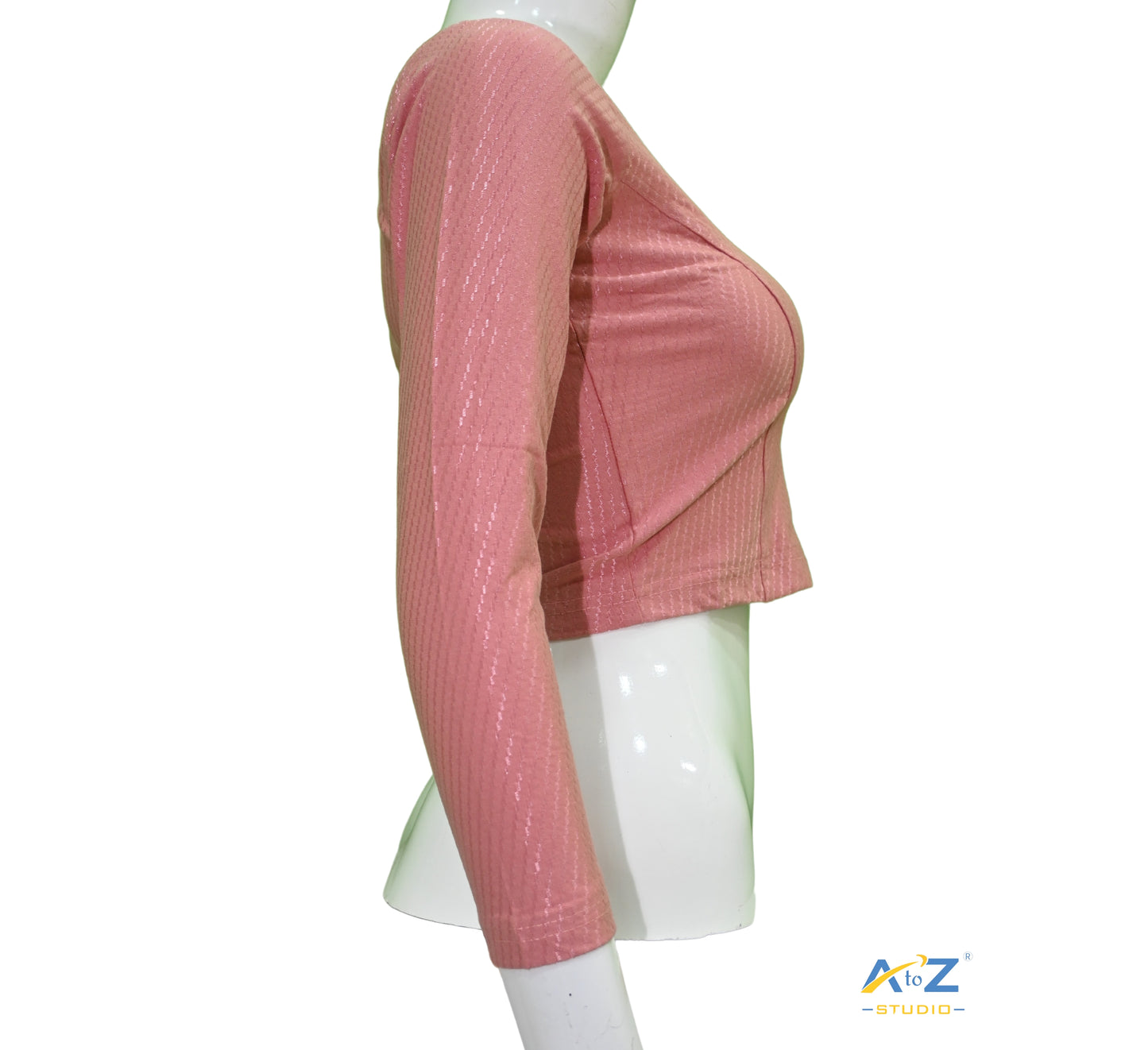 Onion Cotton Lycra Blouse with Shiny Cross Lines)