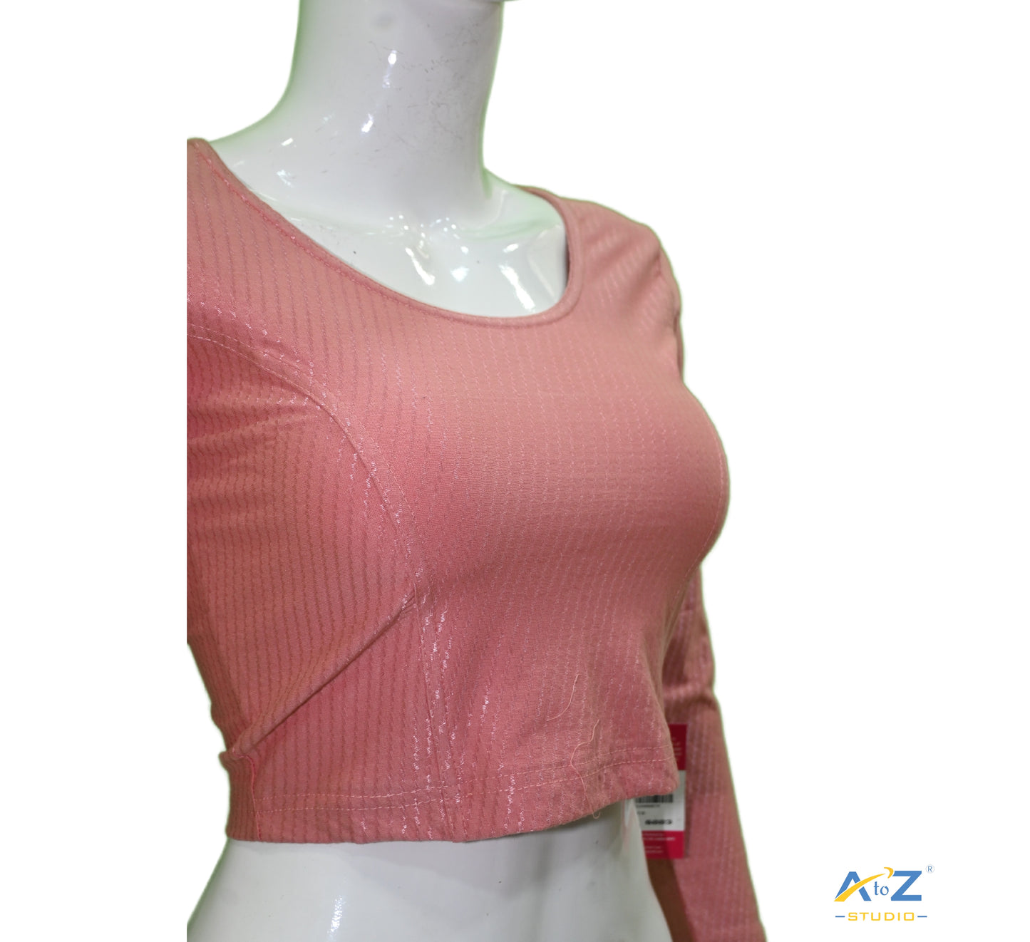 Onion Cotton Lycra Blouse with Shiny Cross Lines)