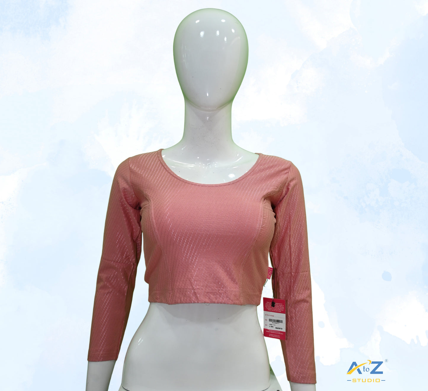 Onion Cotton Lycra Blouse with Shiny Cross Lines)